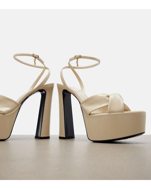 Saint Laurent Metallic Franciane Leather Platform Sandals