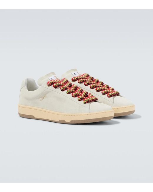 Lanvin White Curb Lite Suede Sneakers for men