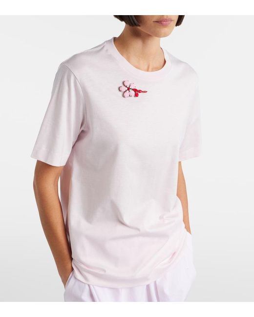 Simone Rocha White Embellished Cotton Jersey T-Shirt