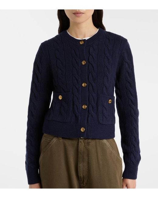 Polo Ralph Lauren Blue Cable-Knit Wool And Cashmere Cardigan