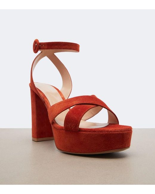 Gianvito Rossi Red Sabrina Suede Platform Sandals