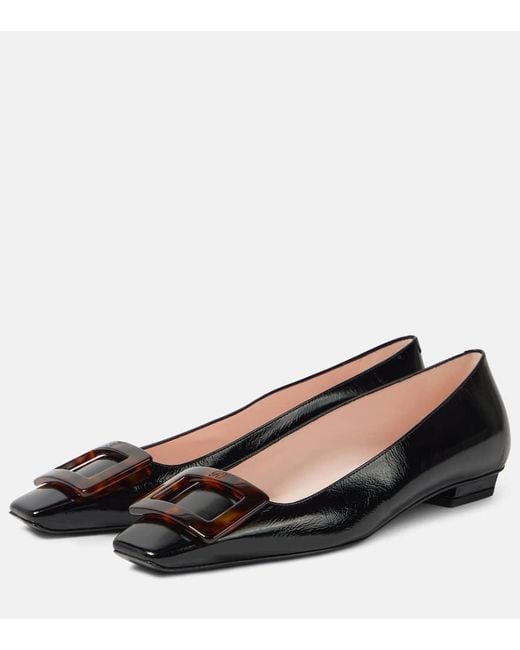 Roger Vivier Black Belle Vivier 25 Patent Leather Pumps