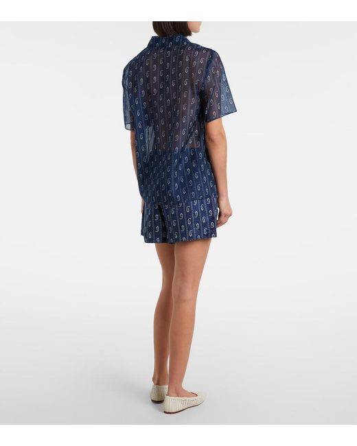 Tory Burch Blue Printed Shorts