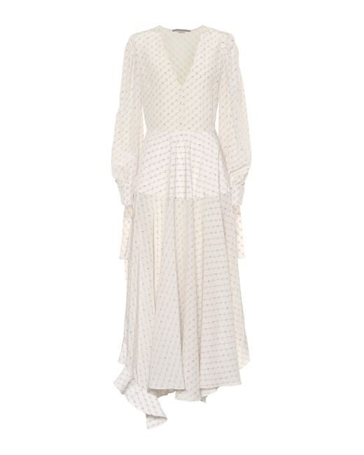 Stella McCartney Natural Printed Silk Midi Dress