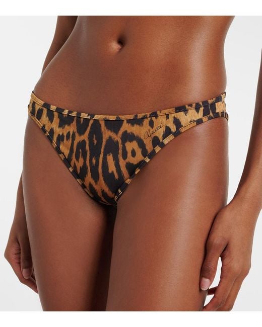Gucci White Leopard-Print Bikini