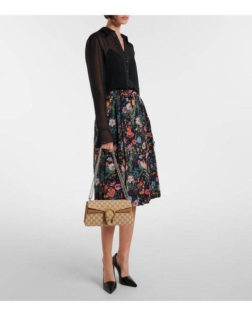 Gucci Natural Dionysus Gg Canvas Small Suede-Trimmed Crossbody Bag