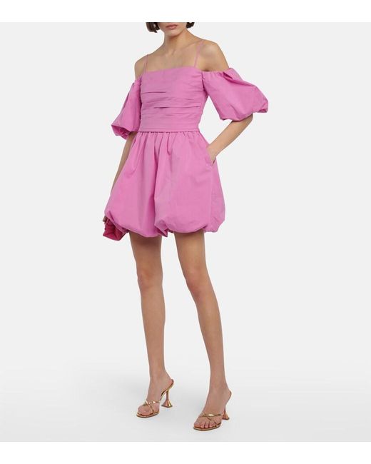 Jonathan Simkhai Pink Puff-Sleeve Off-Shoulder Minidress