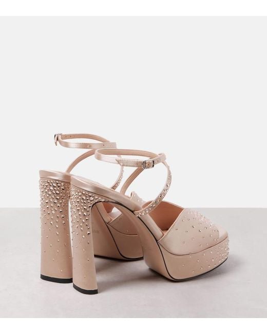 Jimmy Choo Pink Plateausandalen Karli 125 Aus Satin Mit Kristallen