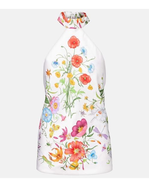 Gucci White Neckholder-Oberteil Aus Seidentwill Zum Binden