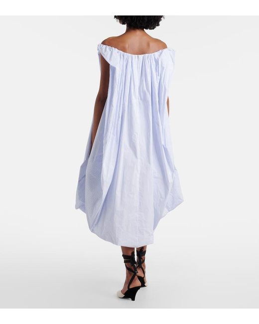 Jacquemus Blue Lavande Gathered Striped Midi Dress