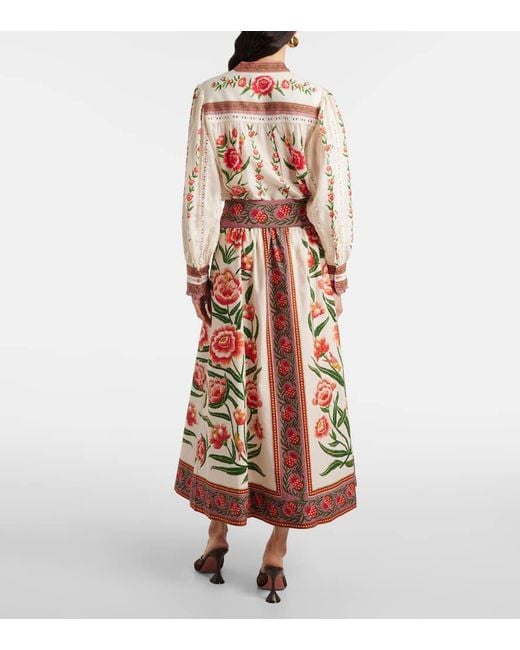 Jupe Midi En Coton Imprime Farm Rio en coloris White