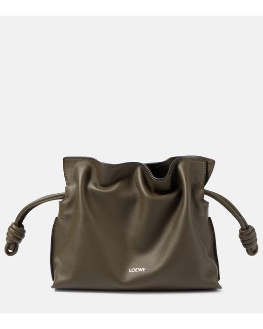 Loewe Green Flamenco Mini Leather Clutch Bag