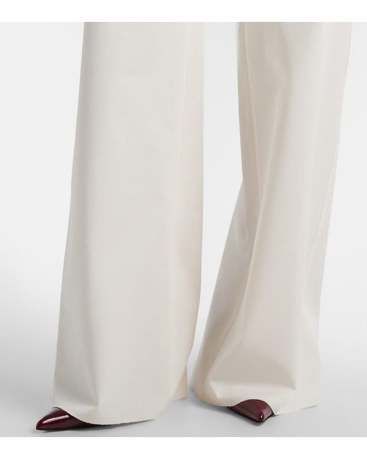 Max Mara White Dentice Cotton-Blend Wide-Leg Pants