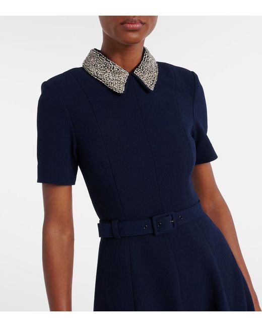 Rebecca Vallance Blue Xena Embellished Crepe Midi Dress