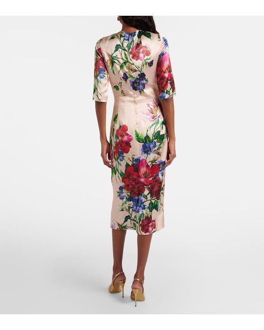 Dolce & Gabbana Pink Midi Dress With Floral Print