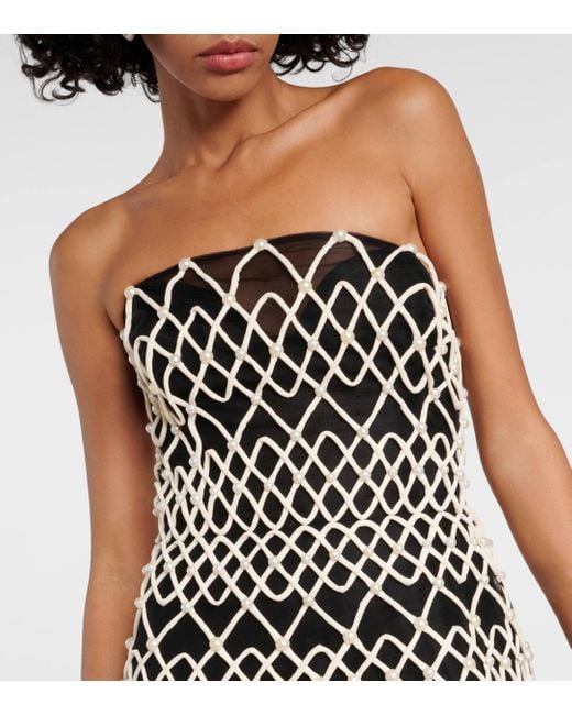 Carolina Herrera Black Strapless Embellished Midi Dress