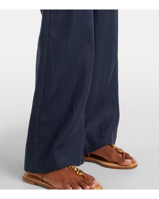 Faithfull The Brand Blue Lulea Linen Wide-Leg Pants