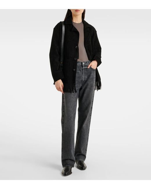Agolde Gray High-Rise Straight Jeans Kelly