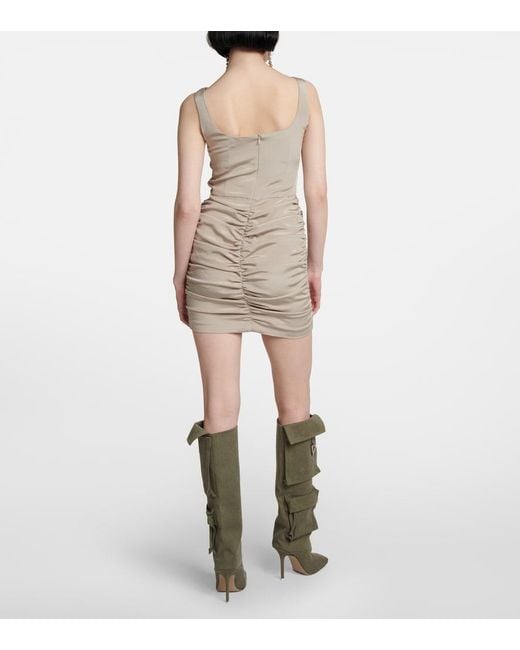 The Mannei Natural Almeria Ruched Silk-Blend Minidress