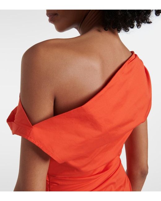 Staud Red Phare Draped Cotton Minidress