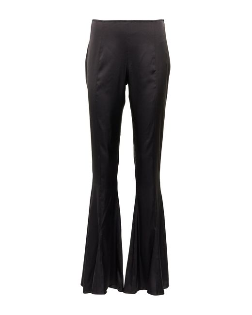 Acne Studios Mid-rise Satin Flared Pants in Black | Lyst