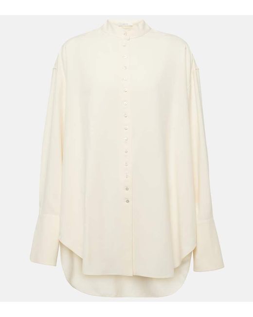 The Row Natural Grandad Oversized Silk Shirt