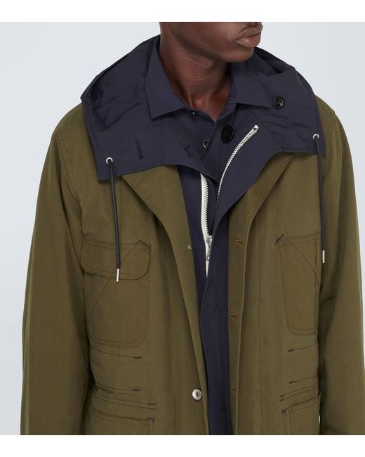 Sacai Green Reversible Cotton-blend Ripstop Coat for men