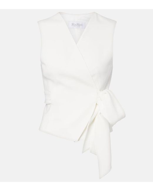 Max Mara White Draped Cady Vest