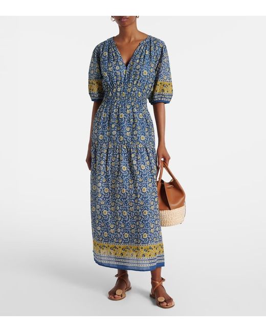 Robe Longue Natalia En Coton A Fleurs Velvet en coloris Blue