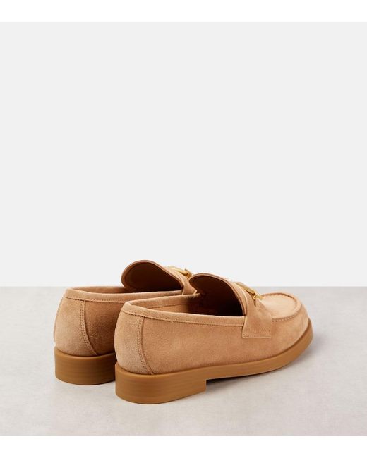 Jimmy Choo Brown Maddie Diamond Suede Loafers