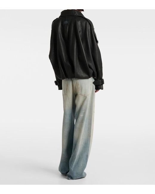Acne Black Double-Breasted Leather Jacket