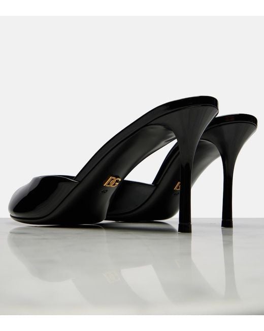Dolce & Gabbana Black Keira Patent Leather Mules