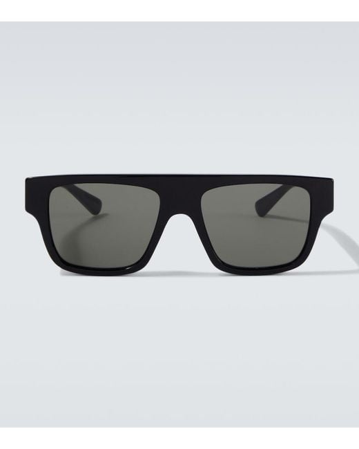 Gucci Black Web Stripe Flat-Top Sunglasses for men