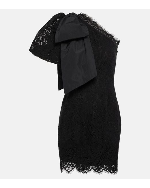 Rebecca Vallance Black Kelsey One-shoulder Lace Minidress