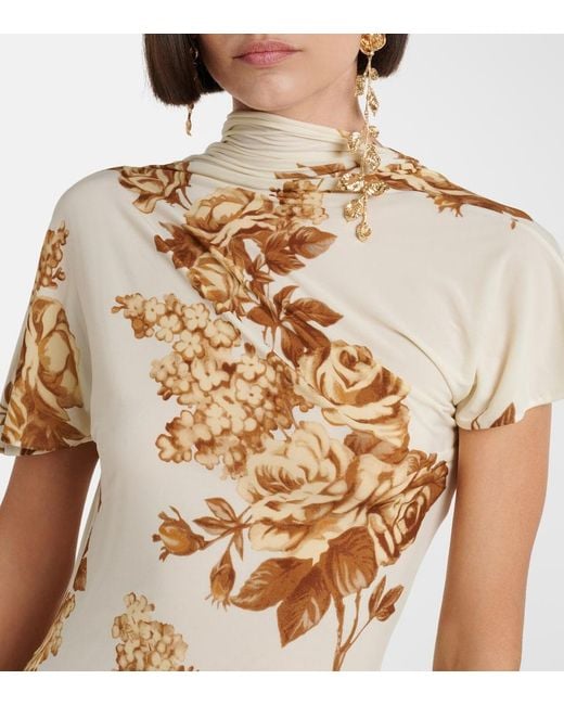 Magda Butrym Metallic Floral Scarf-Detail Midi Dress