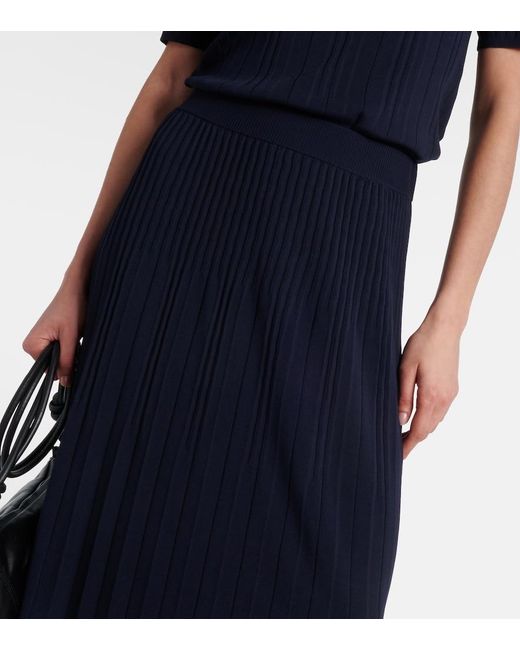 Jupe Midi En Maille Cotelee Joseph en coloris Blue