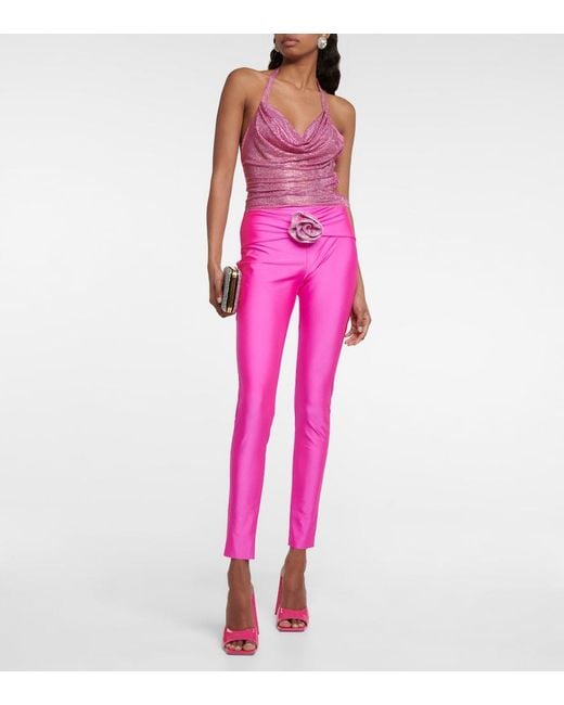 GIUSEPPE DI MORABITO Pink Embellished Cowl-Neck Top
