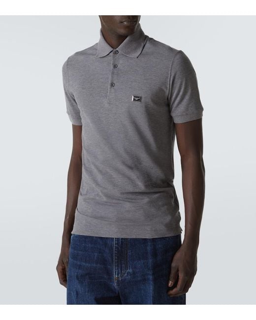 Dolce & Gabbana Gray Cotton Pique Polo Shirt for men