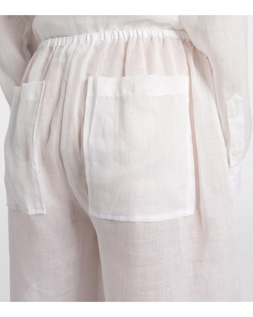 Totême White Ramie Shorts