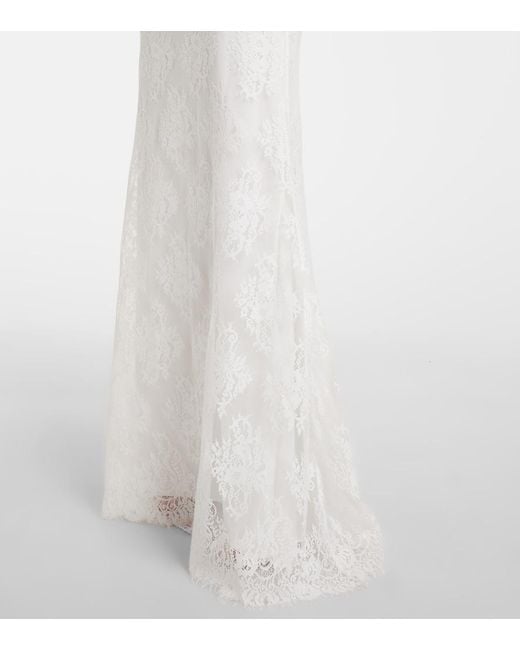 Self-Portrait White Strappy Floral Lace Gown
