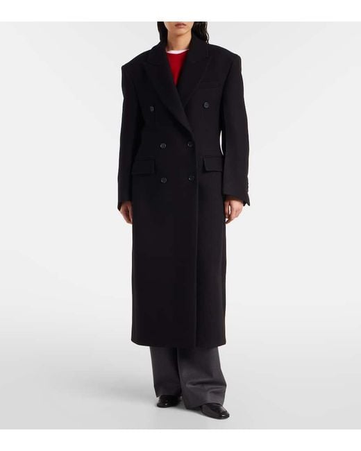 Abrigo Cruzado De Lana Virgen Rohe de color Black