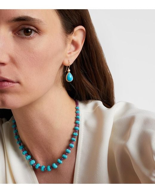 Ileana Makri Blue 14Kt Drop Earrings With And Diamonds