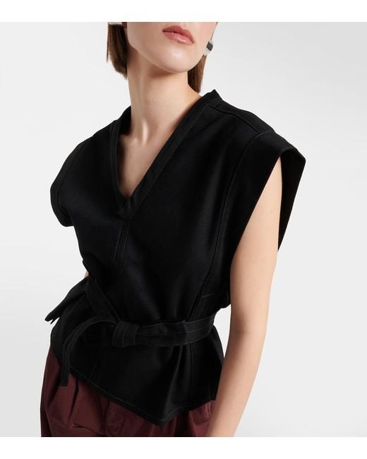 Lemaire Black Chasuble Belted Denim Top