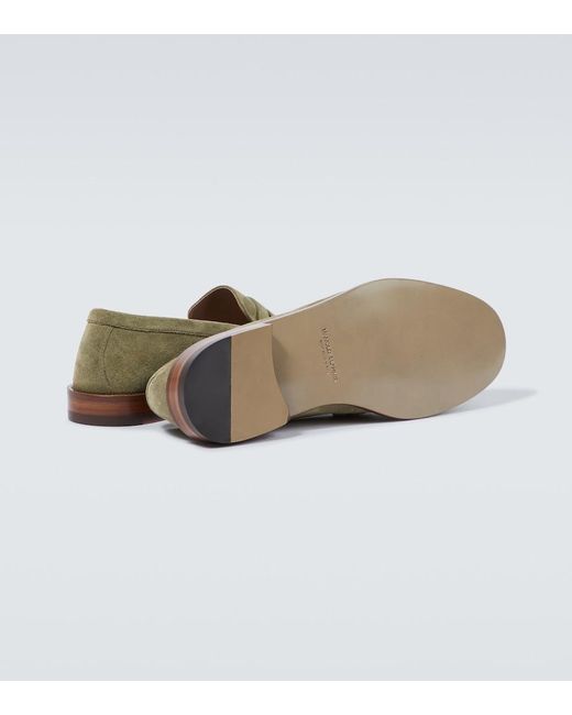 Manolo Blahnik Green Perry Suede Penny Loafers for men