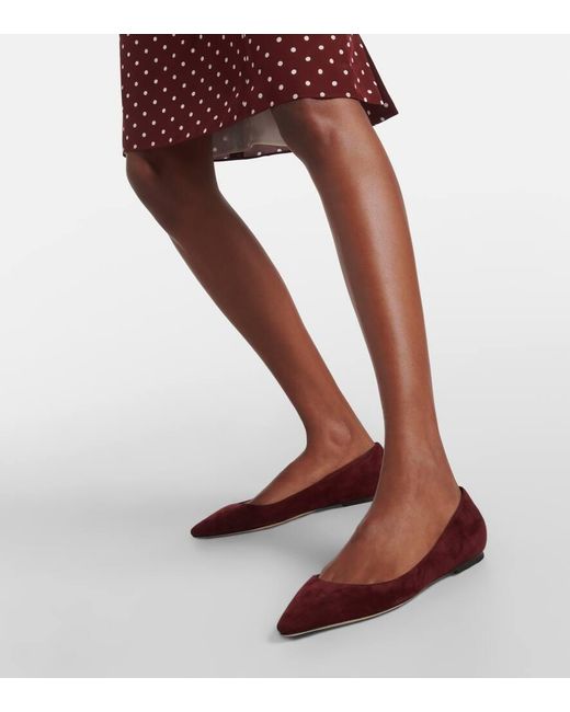 Jimmy Choo Red Ballerinas Romy Aus Veloursleder