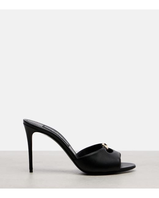 Dolce & Gabbana Black Dg Leather Mules