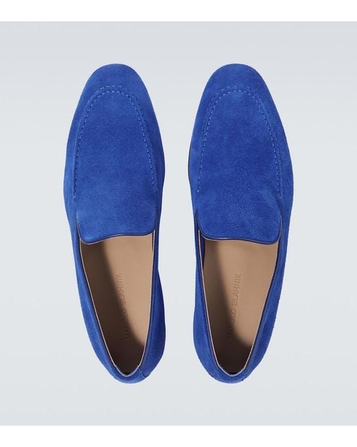 Manolo Blahnik Blue Truro Suede Loafers for men
