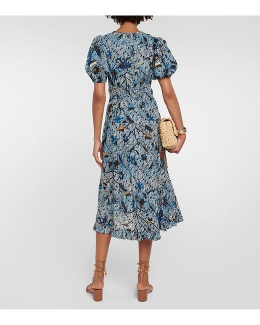 Abito Midi Thelma Con Stampa di Ulla Johnson in Blue