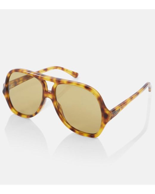 Chloé Brown Logo Aviator Sunglasses