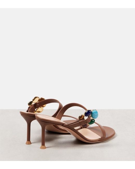 Gianvito Rossi Pink 70 Buckle-Detail Leather Mules